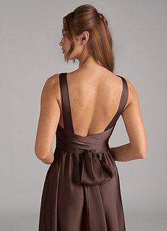 Azazie Kora Vente finale Robe Trapèze en Satin extensible Plissée Dusty Blue image2