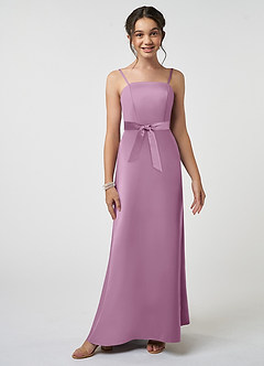 Azazie Anina Junior Robe Trapèze en Satin extensible Arc Glycine image3