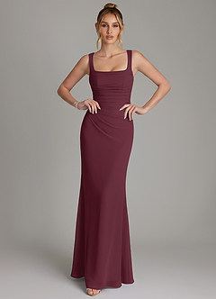 Azazie Agustina Bridesmaid Dresses Cabernet Mermaid Corset Chiffon Dress image3
