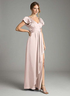 Azazie Omari Bridesmaid Dresses Blushing Pink A-Line Stretch Satin Dress image5