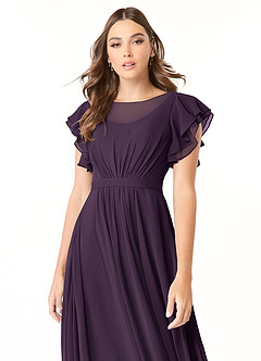 Azazie Daphne Modest Bridesmaid Dresses A-Line Ruffled Chiffon Floor-Length Dress image8
