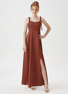 Azazie Rosey Junior Auburn A-Line Sweetheart Neckline Stretch Satin Dress image5