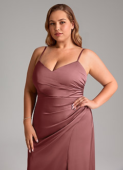 Azazie Azuree Brautjungfernkleider A-Linie Plissee Stretch-Satin Kleid Amethyst image14