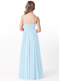 Azazie Astrid Junior Sky Blue A-Line Floral Chiffon Dress image2