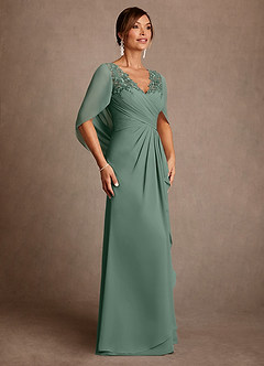 Azazie Santa Clara Mother of the Bride Dresses Eucalyptus A-Line Lace Dress image3