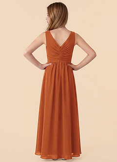 Azazie Skyla Junior Cinnamon A-Line Pleated Chiffon Dress image2