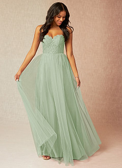 Azazie Roni Bridesmaid Dresses Dusty Sage A-Line Sweetheart Neckline Tulle Convertible Dress image1