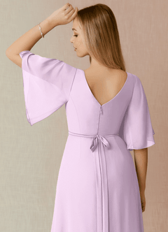 Azazie Cierra Bridesmaid Dresses Frosted Lilac A-Line V-Neck Chiffon Dress image8