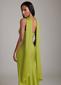 Azazie Saylor Vestidos de damas de honor Vestido de Hierba De Limón de Satén Elástico de Corte Sirena con Sin tirantes image7