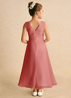 Azazie Edelweiss Flower Girl Dresses Antique Rose A-Line Pleated Chiffon Dress image6