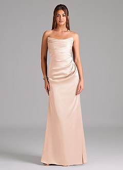 Azazie Lucille Vestidos de damas de honor Vestido de Rosa Rubor de Satén Elástico de Corte Sirena Convertible con Sin tirantes image1