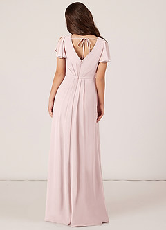 Azazie Peony Junior Blushing Pink A-Line Pleated Chiffon Dress image2