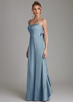Azazie Zherra Bridesmaid Dresses Dusty Blue Mermaid Bow Stretch Satin Dress image2