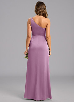 Azazie Phaedra Bridesmaid Dresses Wisteria A-Line One Shoulder Stretch Satin Dress image2