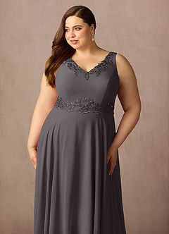 Azazie Devana Mother of the Bride Dresses Steel Grey A-Line Sequins Chiffon Dress image15