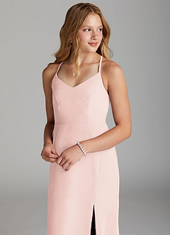 Azazie Becca Junior Robe Sirène en Mousseline de soie Rose Pétale image3