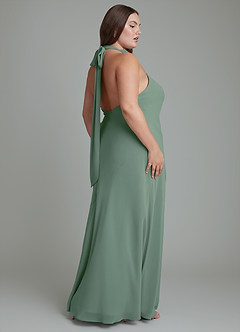 Azazie Velli Bridesmaid Dresses Eucalyptus Mermaid High Neck Chiffon Dress image13