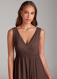 Azazie Tanicia Bridesmaid Dresses Ganache A-Line Pleated Chiffon Dress image5