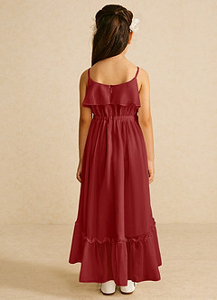 Azazie Karmen Flower Girl Dresses Rust A-Line Ruched Chiffon Dress image3