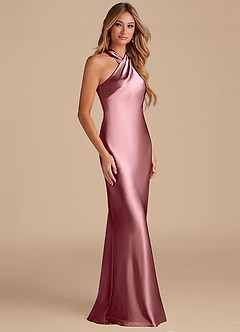 Azazie Doretta Bridesmaid Dresses Vintage Mauve Mermaid Bow Metallic Satin Dress image5