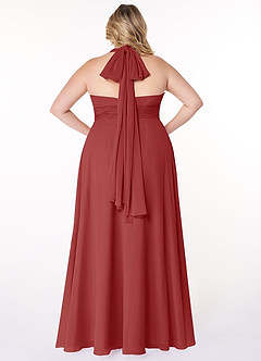Azazie Fifi Robes de demoiselle d'honneur Robe Trapèze Convertible en Mousseline de soie Sans bretelle Rouille image13