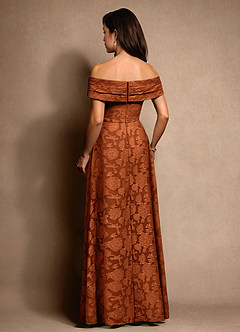 Azazie New Britain Moeder van de bruid jurken A-Lijn Jurk van Bloemen Burn-out Geplooid Verbrande Sinaasappel image3