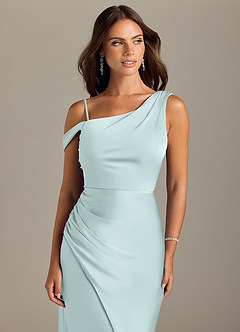 Azazie Madelyn Bridesmaid Dresses Sea Glass Mermaid Off the Shoulder Stretch Satin Convertible Dress image5