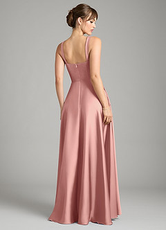 Azazie Shaude Bridesmaid Dresses Rosette A-Line Pleated Stretch Satin Dress image2
