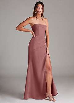 Azazie Leonis Bridesmaid Dresses Desert Rose Sheath Strapless Chiffon Convertible Dress image8