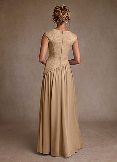 Azazie Kalleen Mother of the Bride Dresses Champagne A-Line Pleated Chiffon Dress image3