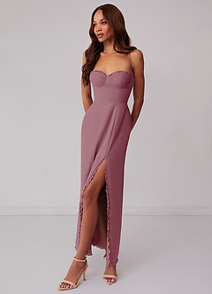 Barbie ♥ Azazie Bridesmaid Dresses Vintage Mauve Sheath Corset Chiffon Dress image2