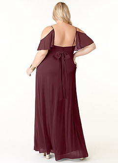 Azazie Fiena Final Sale Desert Rose A-Line V-neck Ruched Mesh Dress image8