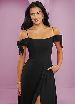 Barbie ♥ Azazie Bridesmaid Dresses Black A-Line Off the Shoulder Chiffon Convertible Dress image3