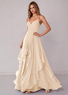 Azazie Zaina Brautjungfernkleider A-Linie Chiffon Kleid Alabaster Weiß image5