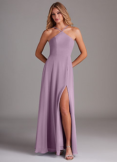 Azazie Bailey Bridesmaid Dresses Wisteria A-Line Halter Side Slit Chiffon Dress image5