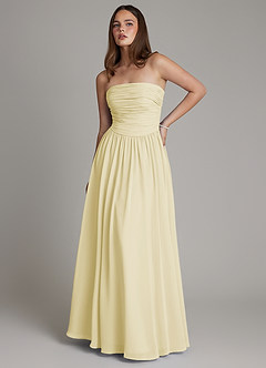 Azazie Andreina Bridesmaid Dresses Lemon Sorbet A-Line Pleated Chiffon Dress image1