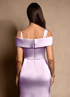 Azazie Altonia Moeder van de bruid jurken Zeemeermin Jurk van Stretch Satijn Off the Shoulder Frosted Lila image7