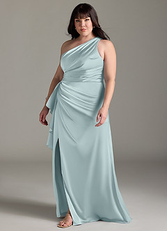 Azazie Maive Robes de demoiselle d'honneur Robe Fourreau en Satin extensible Rayé Brume image9