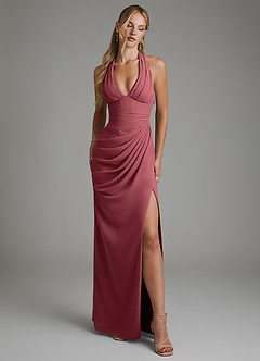 Azazie Tina Bridesmaid Dresses Merlot Mermaid Corset Chiffon Dress image1