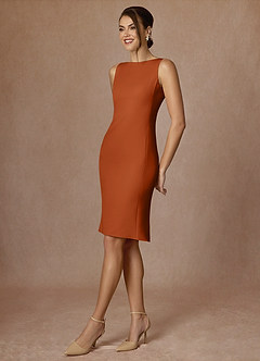 front Kennedy Burnt Orange Structured Stretch Jacket and Dress Suit Set