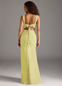 Azazie Jesaphine Bridesmaid Dresses Lemon Sorbet Sheath Bow Chiffon Dress image2