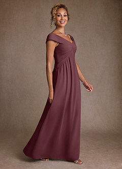 Azazie Myrtle Mother of the Bride Dresses Sangria A-Line Pleated Chiffon Dress image3