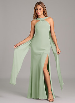 Azazie Kinsley Kleider zum Anprobieren zu Hause Meerjungfrau-Linie Plissee Chiffon Kleid Dunkelmarine image5