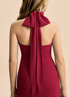 Azazie Velli Junior Burgundy Mermaid High Neck Chiffon Dress image6