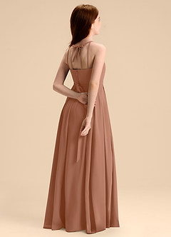 Azazie Arianthe Junior Abito A-Line in Chiffon Plissettato Bronzo image1