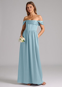 Azazie Hattie Brautjungfernkleider A-Linie Korsett Stretch-Satin Kleid Stimmungsvolles Blau image5