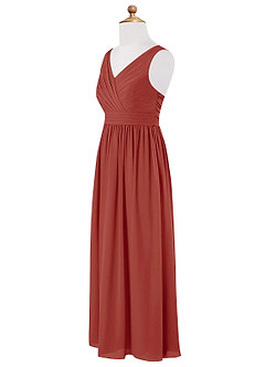 Azazie Kora Junior Terracotta A-Line Pleated Chiffon Dress image7