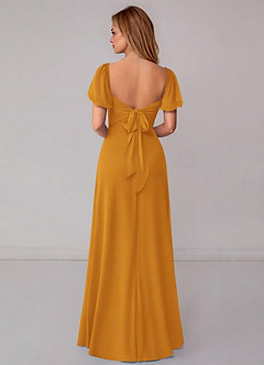 Azazie Fatima Bridesmaid Dresses Butterscotch A-Line with Pockets Chiffon Dress image5