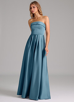 Azazie Lucienne Probar vestidos en casa Vestido de Salvia Polvorienta de Satén Elástico de Corte en A Convertible con Sin tirantes image6