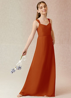 Azazie Denice Junior Paprika A-Line Chiffon Dress image4